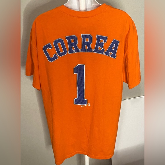 Men's Majestic Carlos Correa Orange Houston Astros Logo Official Name & Number T - Picture 2 of 4
